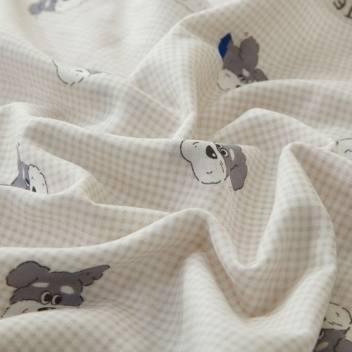 91家纺网 家纺一手货源 找家纺 2025款A类母婴级全棉双层纱枕套_4032 哈皮狗狗