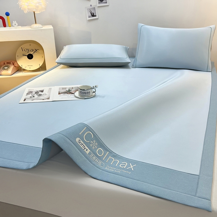 91家纺网 家纺一手货源 找家纺 全季家居 2025新款5A抗菌ICE系列凉感冰丝席 天蓝 床席款