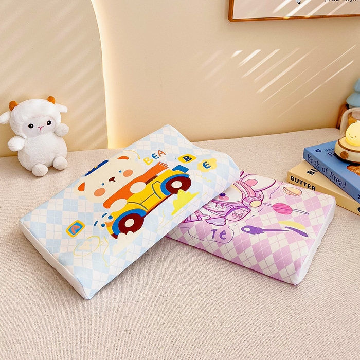 91家纺网 家纺一手货源 找家纺 梵赫 2025新款全棉A类儿童针织棉记忆枕（可拆卸） 滴滴熊 30*50  含芯