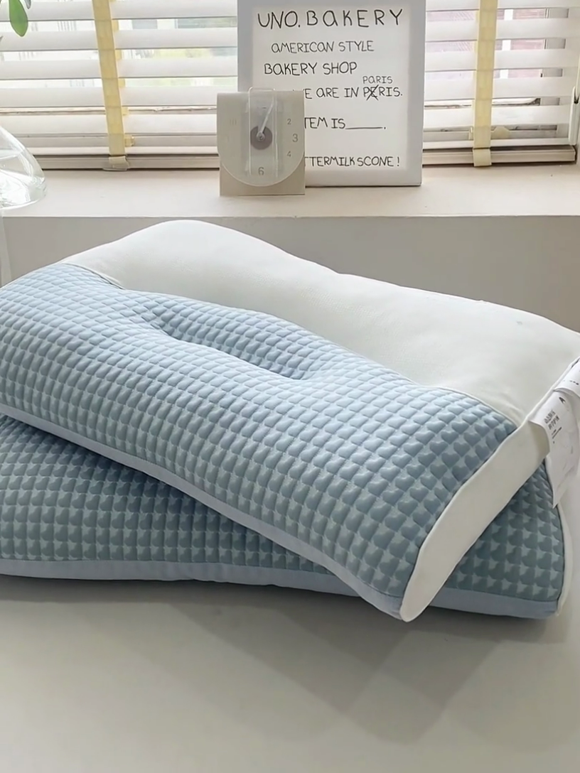 91家纺网 家纺一手货源 找家纺 大熊枕芯 2025新款安颈1号冰豆豆枕芯 安颈1号-蓝