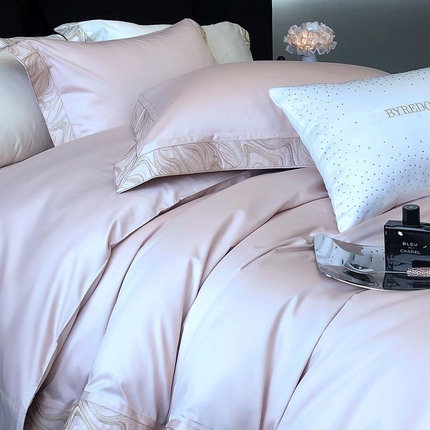 馨蕊家居 2025新款100s高奢典藏简约全棉系列四件套-棉水漾 水漾-初夏粉