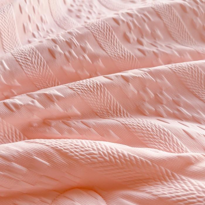 91家纺网 家纺一手货源 找家纺 雨洋家纺 2025新款华夫格提花大豆夏被 粉玉