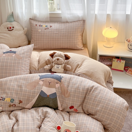 莱米家纺 2025新款全棉双层纱数码印花四件套 浪漫萌宠