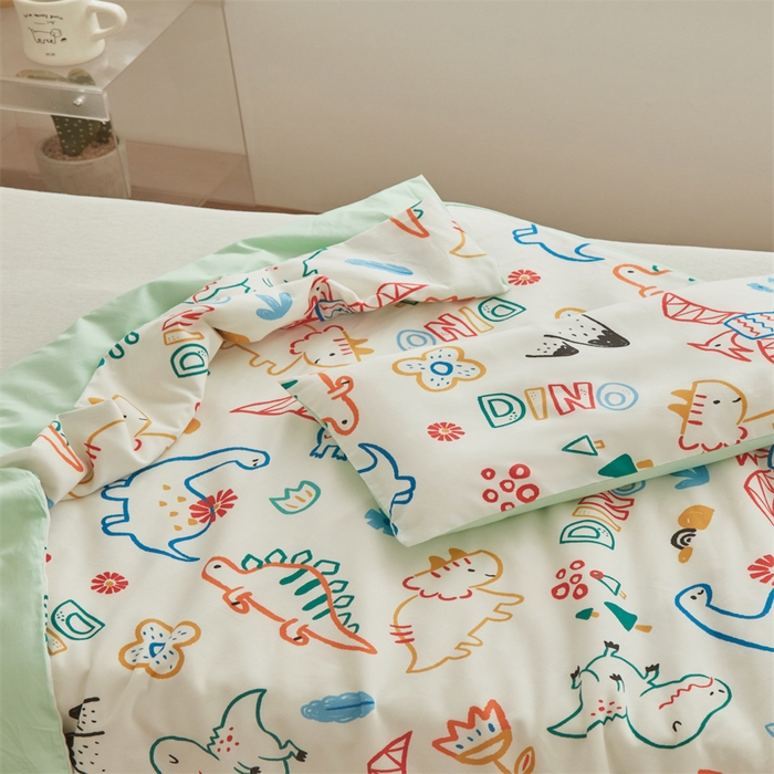 91家纺网 家纺一手货源 找家纺 艾佳宝贝 2025A类儿童全棉多功能单被套可拆式夏被四季被子 好多恐龙