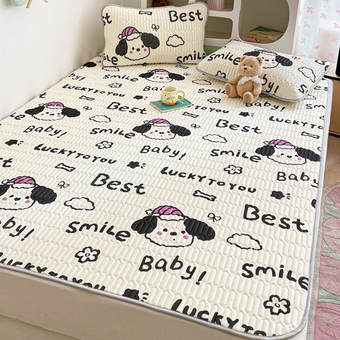 91家纺网 家纺一手货源 找家纺 贝扬思家纺 2025新款亲肤舒适可爱乳胶凉席席子系列 漫画狗仔