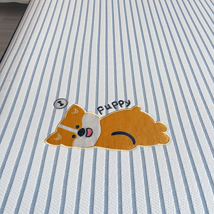 91家纺网 家纺一手货源 找家纺 炫拼  2025新款A类凉豆豆提花条纹卡通刺绣床笠席三件套 趴趴睡