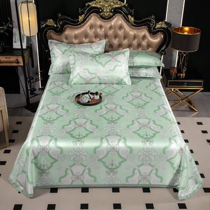 悦织湾家纺  2025新款印花斜纹冰丝席三件套 浅草未央