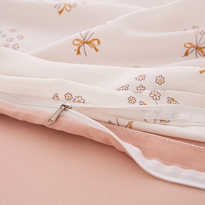 91家纺网 家纺一手货源 找家纺 蕾诺家纺 2025新款直播新款A类有氧提花云纱棉圆角吊边工艺四件套学生三件套 蒲公英