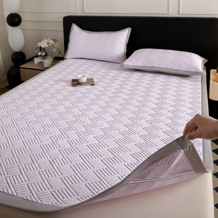 91家纺网 家纺一手货源 找家纺 2025新款韩国外贸爆款加厚PE中分子凉感豆豆软席 时空紫-床席款