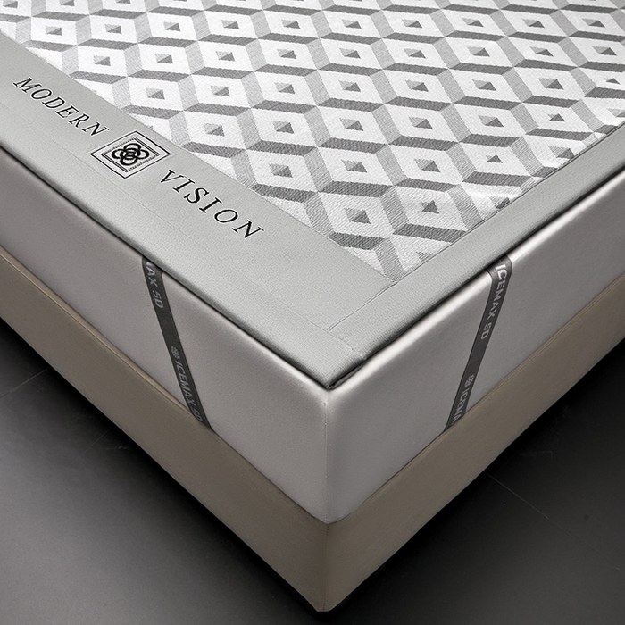 91家纺网 家纺一手货源 找家纺 全季家居 2025新款5A抗菌3D立体冰柔凉感冰丝席 格调-银灰 床席款