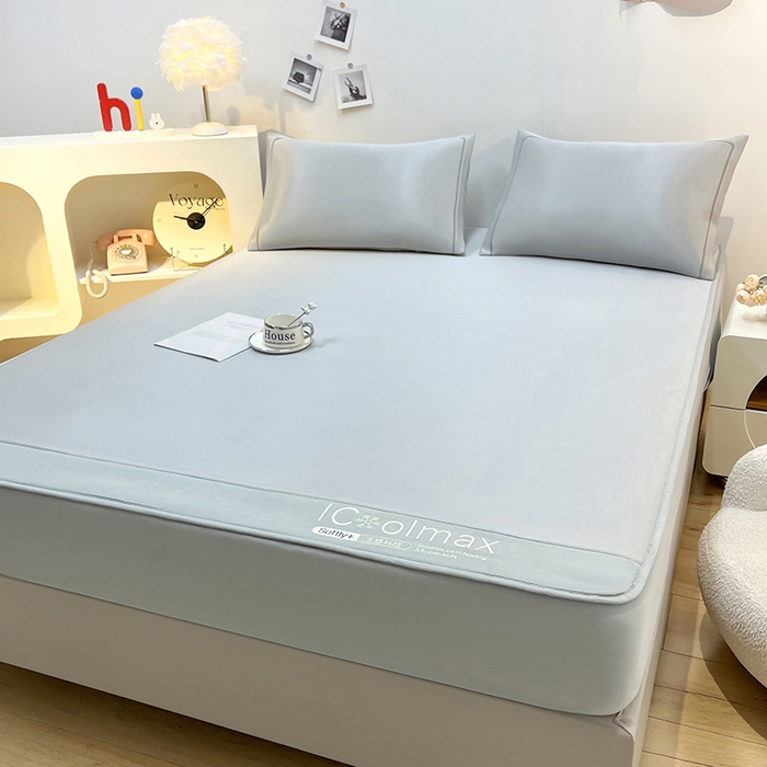 91家纺网 家纺一手货源 找家纺 全季家居 2025新款5A抗菌ICE系列凉感冰丝席 浅灰 床笠款