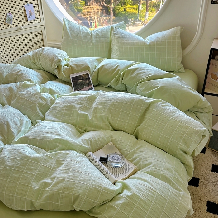 91家纺网 家纺一手货源 找家纺 田野 2025新款全棉水洗棉提花锦绣系列四件套 锦绣-绿