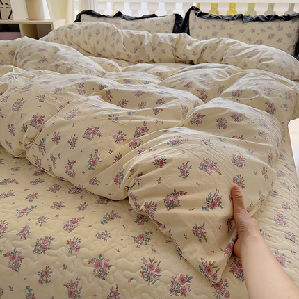 韩秀家纺 2025新款超柔糯糯水洗棉被套针织双层多层纱单被套 恬静