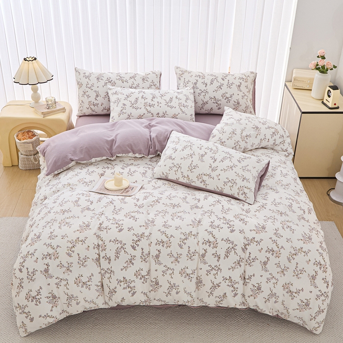 91家纺网 家纺一手货源 找家纺 蕾诺家纺 2025新款直播新款A类有氧提花云纱棉圆角吊边工艺四件套学生三件套 莱茵