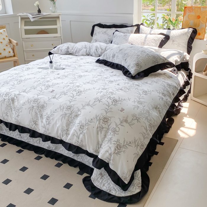 91家纺网 家纺一手货源 找家纺 佳品居 2025新款赫本风床盖四件套 赫本风-玫瑰花园