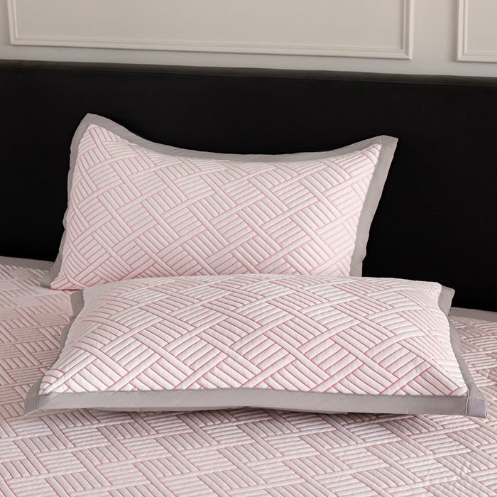 91家纺网 家纺一手货源 找家纺 2025新款韩国外贸爆款加厚PE中分子凉感豆豆软席 时空粉-床席款