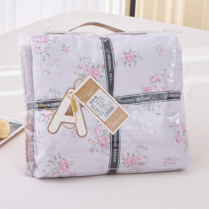 91家纺网 家纺一手货源 找家纺 蕾诺家纺 2025新款直播新款A类有氧提花云纱棉圆角吊边工艺四件套学生三件套 西塘