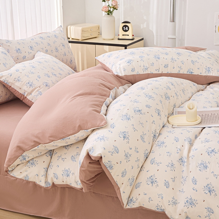 91家纺网 家纺一手货源 找家纺 蕾诺家纺 2025新款直播新款A类有氧提花云纱棉圆角吊边工艺四件套学生三件套 兰亭