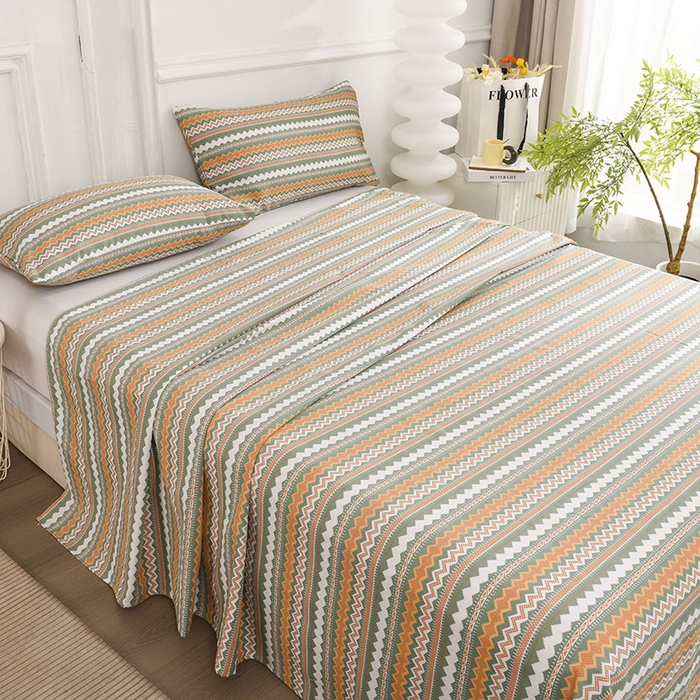 91家纺网 家纺一手货源 找家纺 红日子纺织品 2025新款艾草老粗布床单印花凉席三件套 简爱