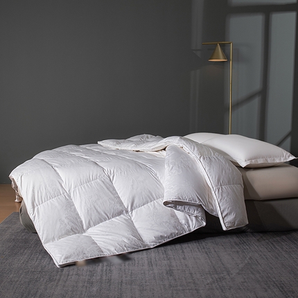 静若居羽绒被壳 2025新款纯棉贡缎提花双层立体羽绒被壳不跑绒厂家直销 乳白