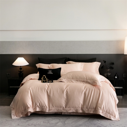 91家纺网 家纺一手货源 找家纺 保罗圣迪奥 2025新款简约款全棉长绒棉四件套—星阑 星阑-玉色