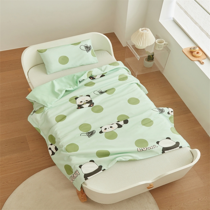91家纺网 家纺一手货源 找家纺 艾佳宝贝 2025A类儿童全棉多功能单被套可拆式夏被四季被子 lucky熊猫