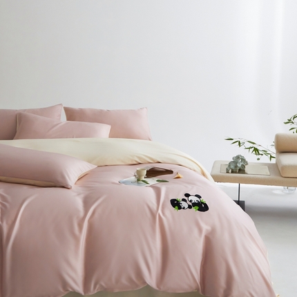 金奇达家纺 2025新款竹玉清丝四件套-墨隐竹笙【标准号全网控价（折后券后）不低于228元】 墨隐竹笙-粉