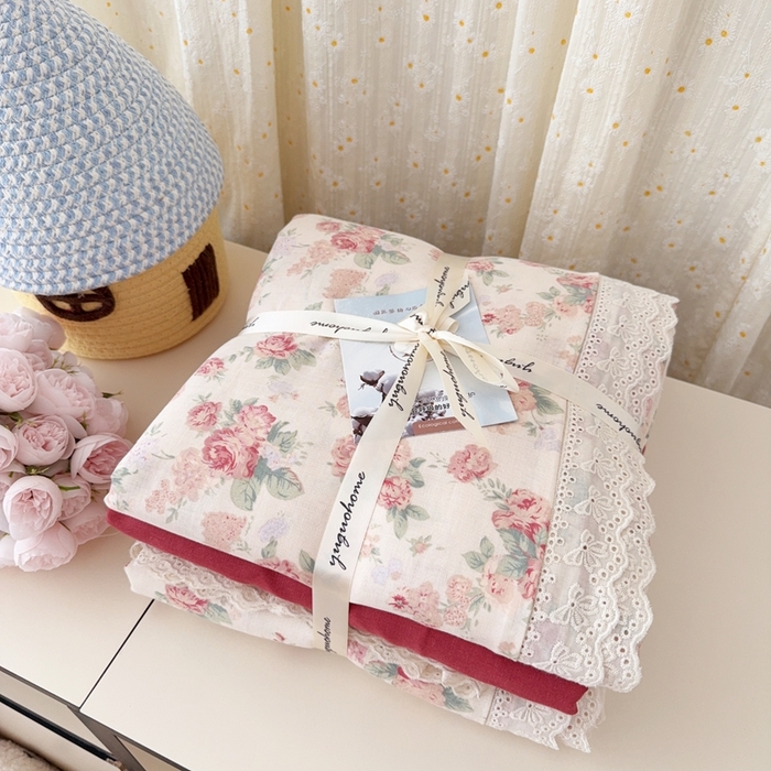 91家纺网 家纺一手货源 找家纺 于果 2025新款全棉双层纱花边款 蒂芙娜