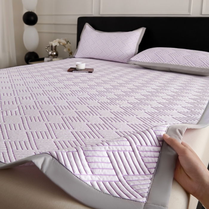 91家纺网 家纺一手货源 找家纺 2025新款韩国外贸爆款加厚PE中分子凉感豆豆软席 时空紫-床席款