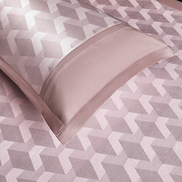 91家纺网 家纺一手货源 找家纺 全季家居 2025新款5A抗菌3D立体冰柔凉感冰丝席 菱形-淡粉 床笠款