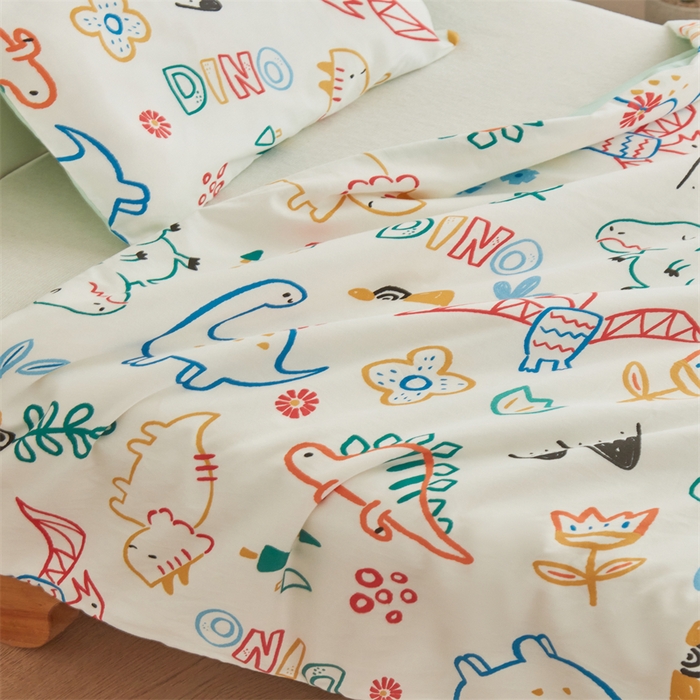 91家纺网 家纺一手货源 找家纺 艾佳宝贝 2025A类儿童全棉多功能单被套可拆式夏被四季被子 好多恐龙