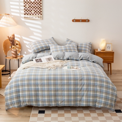 91家纺网 家纺一手货源 找家纺 2025新款A类色织水洗棉单被套 莫妮卡