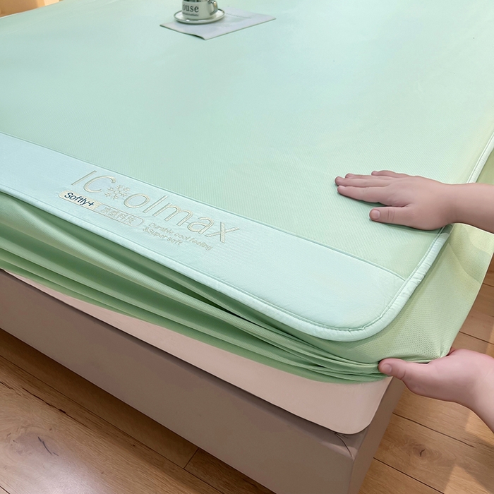 91家纺网 家纺一手货源 找家纺 全季家居 2025新款5A抗菌ICE系列凉感冰丝席 水绿 床笠款