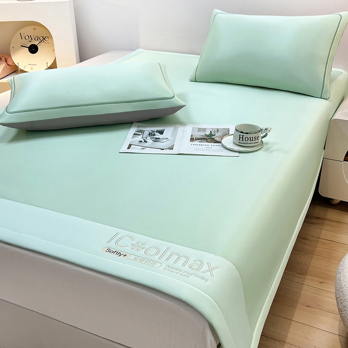 91家纺网 家纺一手货源 找家纺 全季家居 2025新款5A抗菌ICE系列凉感冰丝席 水绿 床席款