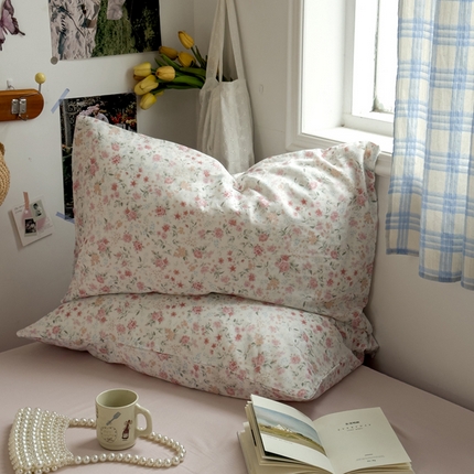 91家纺网 家纺一手货源 找家纺 塔塔家居   2025新款全棉纯棉双层纱枕套单品单枕套枕套单件 花序
