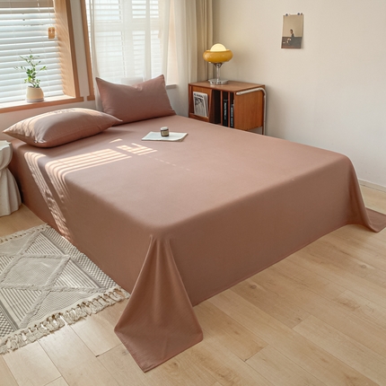 91家纺网 家纺一手货源 找家纺 耀悦家纺 2025新款A类人字纹提花水洗棉单品系列-单床单 人字纹-焦糖