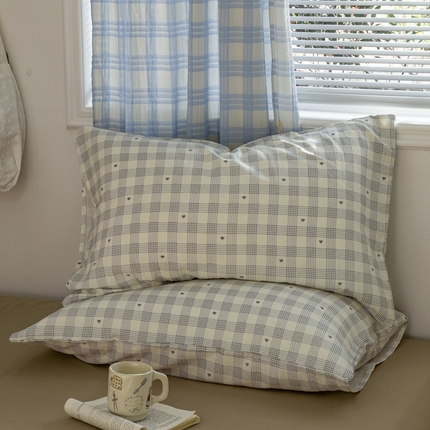 塔塔家居   2025新款全棉纯棉双层纱枕套单品单枕套枕套单件 小爱心