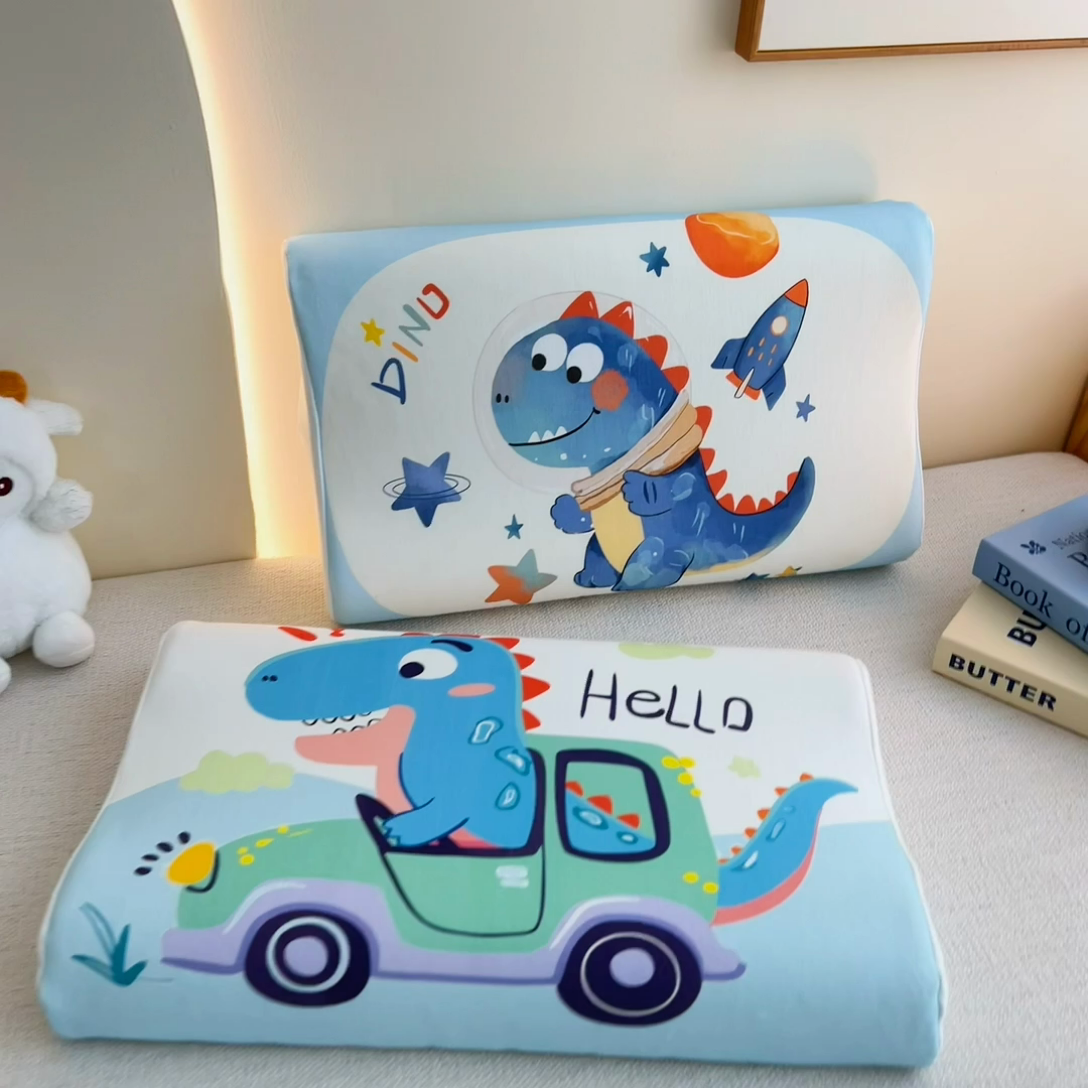 91家纺网 家纺一手货源 找家纺 梵赫 2025新款全棉A类儿童针织棉记忆枕（可拆卸） 太空恐龙 单枕套