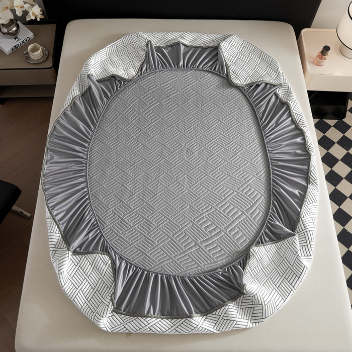 91家纺网 家纺一手货源 找家纺 2025新款韩国外贸爆款加厚PE中分子凉感豆豆软席 时空灰-床笠款