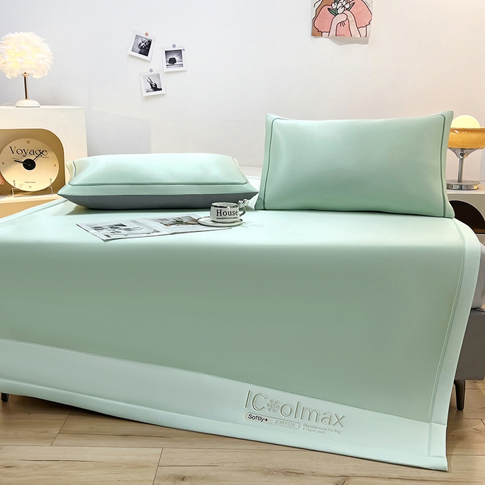 91家纺网 家纺一手货源 找家纺 全季家居 2025新款5A抗菌ICE系列凉感冰丝席 水绿 床席款