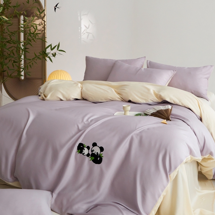 91家纺网 家纺一手货源 找家纺 金奇达家纺 2025新款竹玉清丝四件套-墨隐竹笙【标准号全网控价（折后券后）不低于228元】 墨隐竹笙-紫