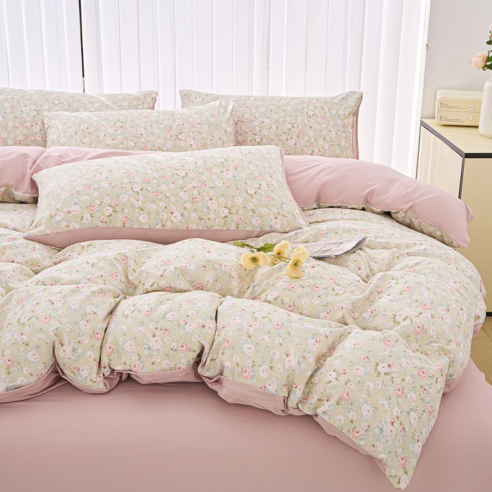 91家纺网 家纺一手货源 找家纺 蕾诺家纺 2025新款直播新款A类有氧提花云纱棉圆角吊边工艺四件套学生三件套 晚安生活