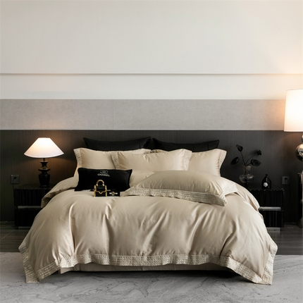 91家纺网 家纺一手货源 找家纺 （总）保罗圣迪奥 2025新款简约款全棉长绒棉四件套—星阑