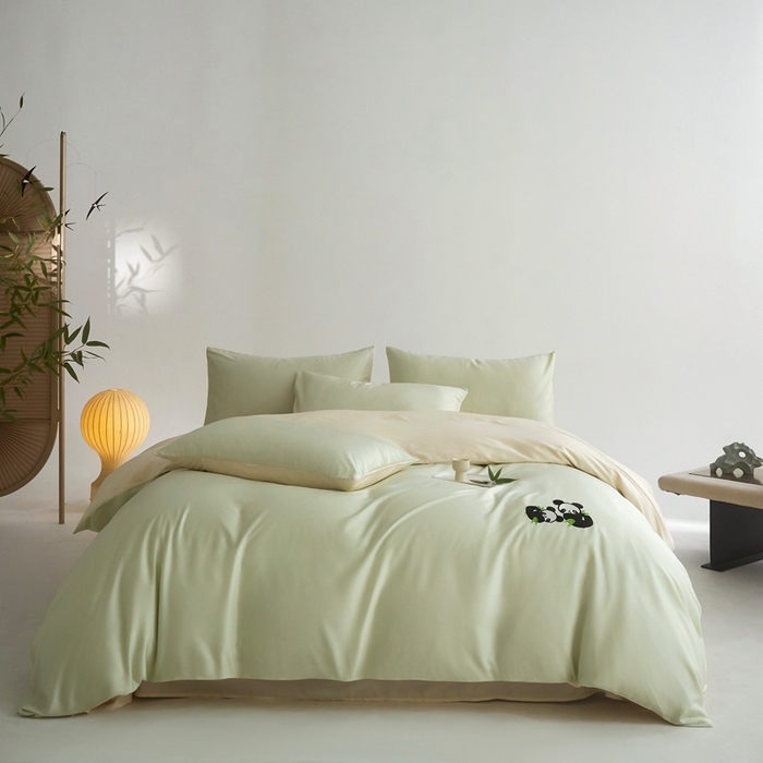 91家纺网 家纺一手货源 找家纺 金奇达家纺 2025新款竹玉清丝四件套-墨隐竹笙【标准号全网控价（折后券后）不低于228元】 墨隐竹笙-绿