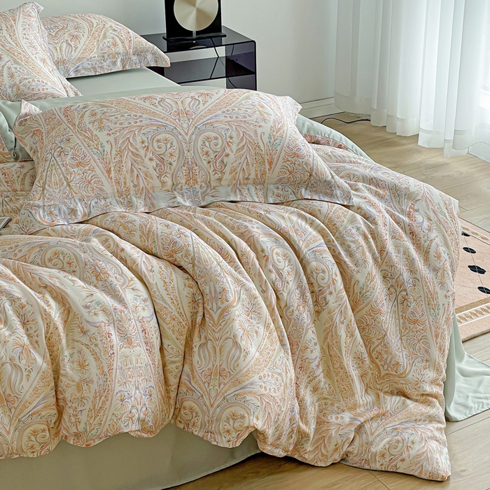 91家纺网 家纺一手货源 找家纺 棉生活家纺 2025新款天丝莱赛尔印花四件套 莉格西塔