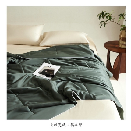 91家纺网 家纺一手货源 找家纺 朵美 2025新款60支天丝纯色夏被被子被芯 莫奈绿