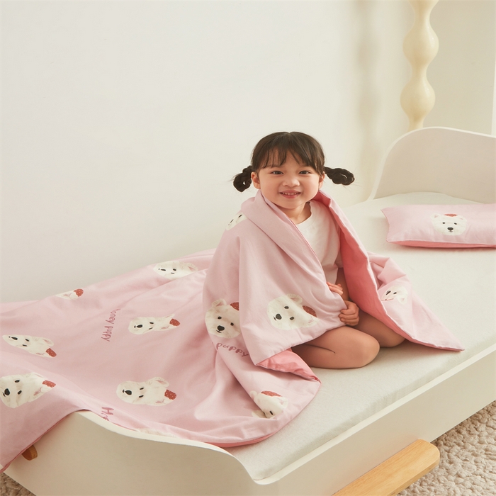 91家纺网 家纺一手货源 找家纺 艾佳宝贝 2025A类儿童全棉多功能单被套可拆式夏被四季被子 乖萌小狗