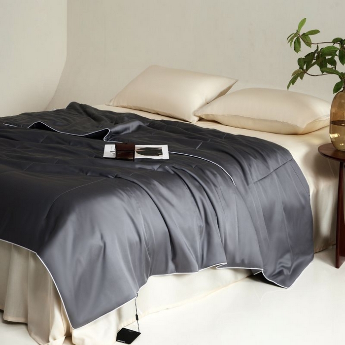 91家纺网 家纺一手货源 找家纺 朵美 2025新款60支天丝纯色夏被被子被芯 锡灰