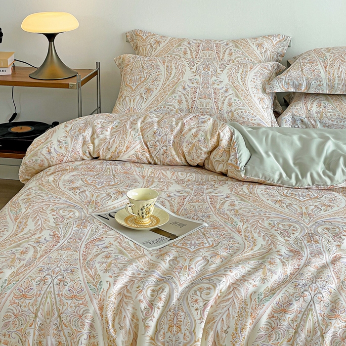 91家纺网 家纺一手货源 找家纺 棉生活家纺 2025新款天丝莱赛尔印花四件套 莉格西塔