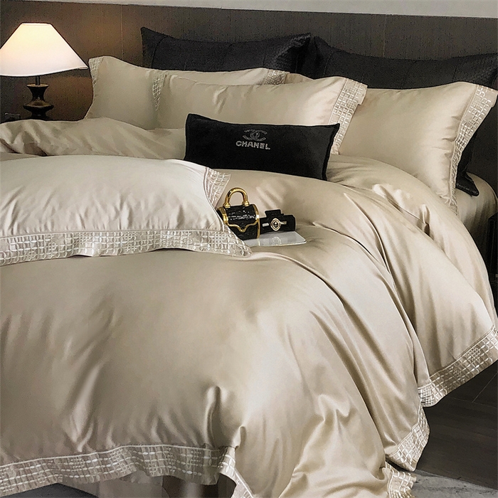 91家纺网 家纺一手货源 找家纺 保罗圣迪奥 2025新款简约款全棉长绒棉四件套—星阑 星阑-香槟金